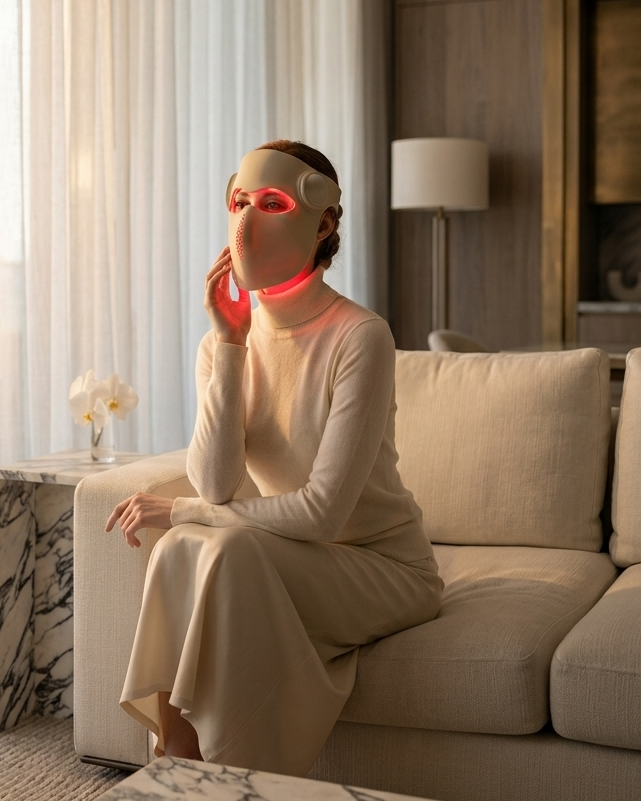 Mască LED Față — Lumină Roșie, Tratament Cosmetic Anti-Aging | Ledmina